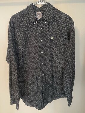 Cinch Black Geometric Button-Down Shirt